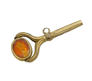 Victorian 10ct Yellow Gold Cased Stone Set Spinning Watch Key Fob Antique c1860s