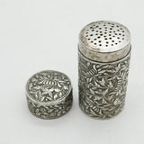 19th Century Sterling Silver Chinese Bird & Folate Pepper Shaker Antique c1880s