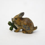 19th Century Cold Painted Vienna Bronze Rabbit with Clover Antique c1860s