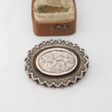Victorian Aestehtic Movement Sterling Silver Floral Brooch 1892 Antique
