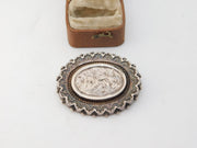 Victorian Aestehtic Movement Sterling Silver Floral Brooch 1892 Antique