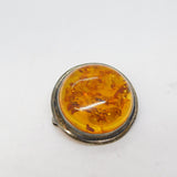 Sterling Silver Mounted Baltic Amber Brooch Pin Vintage c1970