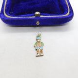 Sterling Silver Enamel German Lederhosen Man Charm Pendant Vintage c1970