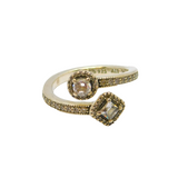 Sterling Silver CZ Mixed Shapes Crossover Front Dress Ring Modern c2010 Size J