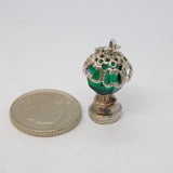 Sterling Silver Glass Set Lamp Form Charm Pendant Vintage c1970