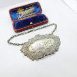 Silver Plated Ivy Leaf Edge Sherry Decanter Label Antique c1940 Art Deco