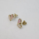 Pair of Sterling Silver Pink & White Shell Petal Stud Earrings Vintage c1970
