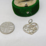 Sterling Silver Sweet Heart Charm Pendant Vintage c1970