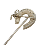 Victorian Sterling Silver Horseshoe & Riding Crop Stick Pin Antique c1890