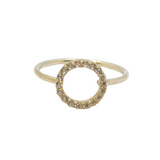 Sterling Silver Sparkling CZ Circle Modernist Ring Contemporary c2010 Size L