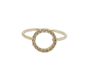 Sterling Silver Sparkling CZ Circle Modernist Ring Contemporary c2010 Size L