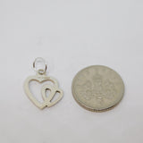 Sterling Silver Entwined Open Hearts Charm Pendant Vintage c1970