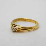 14ct Yellow Gold & 0.1ct Diamond Solitaire Ring Vintage c1970s