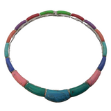 Sterling Silver Mexican Dyed Natural Stone Choker Necklace Vintage c1990's