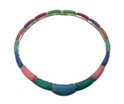Sterling Silver Mexican Dyed Natural Stone Choker Necklace Vintage c1990's