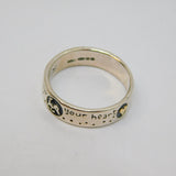 Sterling Silver Patterned 'Follow Your Heart' Band Ring Modern 2008 Size Q