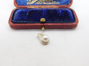 Sterling Silver and White Pearl Drop Charm Pendant Vintage c1970