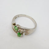 Sterling Silver Green Garnet & Spinel Dress Band Ring Vintage c1990 Size O