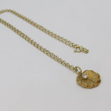 Sterling Silver Gilt Paste Set Textured Leaf Studio Pendant Vintage c2000