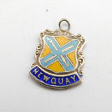 Sterling Silver and Enamel Travel Shield Newquay Charm Pendant Vintage c1970