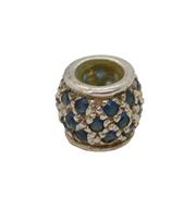 Sterling Silver Blue Crystal Patterned Charm Bead Vintage c2000