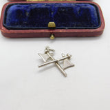 Sterling Silver Crossed Battle Axe Charm Pendant Vintage c1970