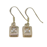 Pair of Sterling Silver Clear Crystal Hook Drop Earrings Contemporary c2000