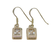 Pair of Sterling Silver Clear Crystal Hook Drop Earrings Contemporary c2000
