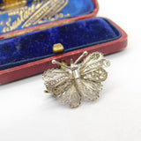 Sterling Silver Filigree Form Butterfly Brooch Pin Vintage c1960
