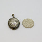 Sterling Silver Victorian Style Floral Design Double Locket Pendant Vintage 1981