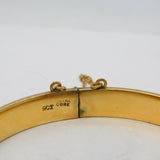 9ct Yellow Gold on Metal Core Floral Cuff Bangle Bracelet Antique c1920s