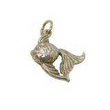 Sterling Silver Patterned Goldfish Charm Pendant Vintage c1970s
