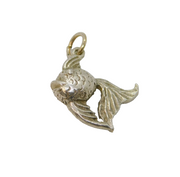 Sterling Silver Patterned Goldfish Charm Pendant Vintage c1970s