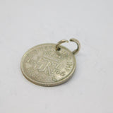 Sterling Silver George VI Sixpence Coin Charm Pendant Vintage c1946