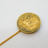 19th Century Belgian 9ct Gold & Gilt Coin Set Stick Pin Antique c1880