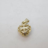 Sterling Silver Patterned Cutwork Puff Heart Charm Pendant Vintage c1970