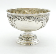 Edwardian Sterling Silver Floral Embossed Pedestal Bowl Antique 1903 London