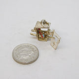 Sterling Silver & Enamel Opening Sedan Chair Charm Pendant Vintage c1970s