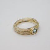 Sterling Silver Blue Topaz Textured Dress Band Ring Vintage c1970 Size O 1/2