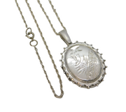Aesthetic Style Sterling Silver Swallow & Flower Pattern Locket Necklace Vintage
