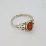 Sterling Silver Oval Baltic Amber Studio Style Ring Vintage c1970 Size O 1/2