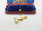900 Silver Gilt and Twin Seed Pearl Charm Pendant Vintage c1970