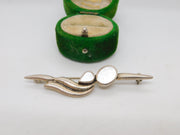 Sterling Silver Mother of Pearl Pearl Set Brooch Pin Vintage c1970