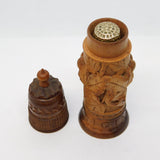 19th Century Carved Black Forest Wood Sewing Thread & Needle Case Antique