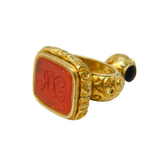 George III 9ct Gold Cased Carnelian 'JA' Monogram Seal Fob Antique c1820