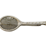 Sterling Silver Tennis Racket Small Brooch or Tie Pin Antique c1940s