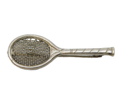 Sterling Silver Tennis Racket Small Brooch or Tie Pin Antique c1940s