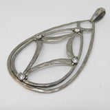 Large Sterling Silver & Spinel Set Drop Pendant Vintage c1990