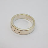 Sterling Silver Triple Diamond Set Chunky Wedding Band Ring Vintage c2000 Size V