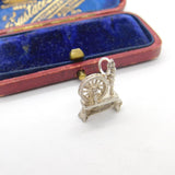 Sterling Silver Spinning Wheel Charm Pendant Vintage c1970